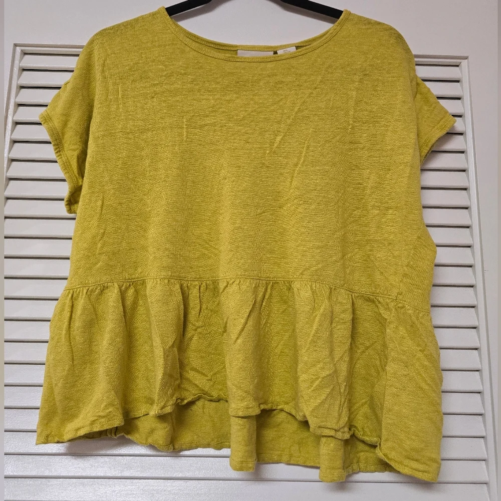 Cynthia Rowley - Chartreuse 100% Linen Short-Sleeve Top